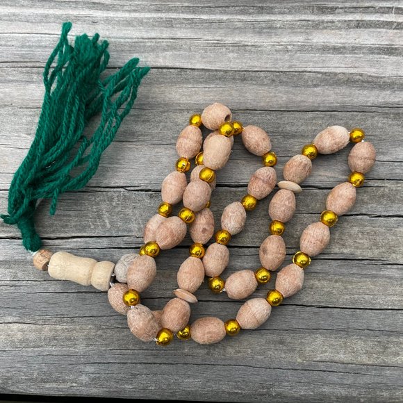 Pray Beads Real Wood Tan/Gold Tone Islamic Tasbeeh - Picture 7 of 9